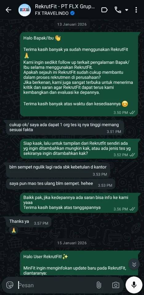 Testimoni pelanggan RekrutFit 1