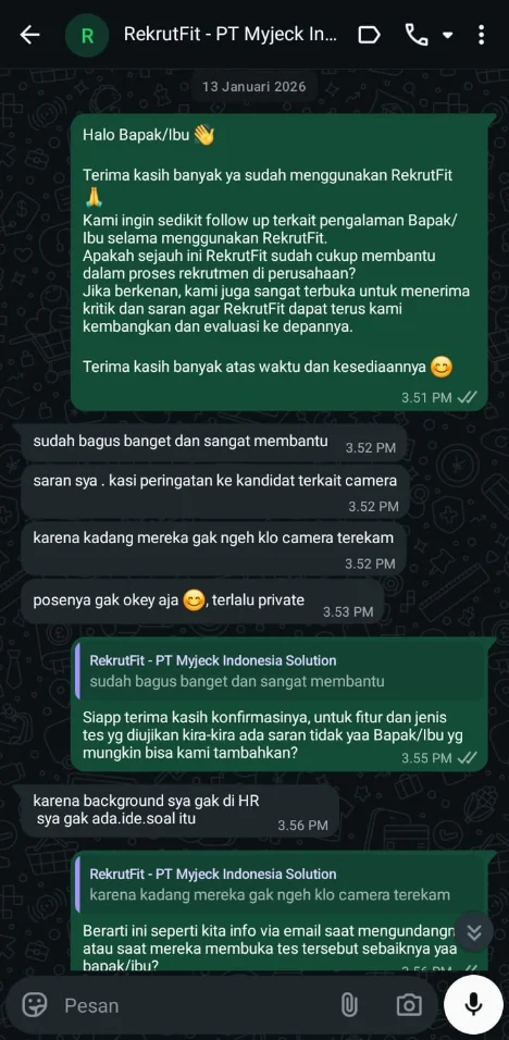 Testimoni pelanggan RekrutFit 2